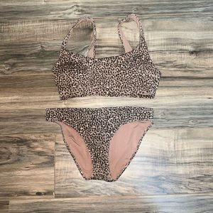 Aerie cheetah, print, bikini top size medium bottoms, size small